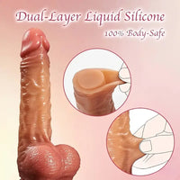 8.46in Soft Real Big Silicone G Spot Dual Layer Dildo With Sliding Skin