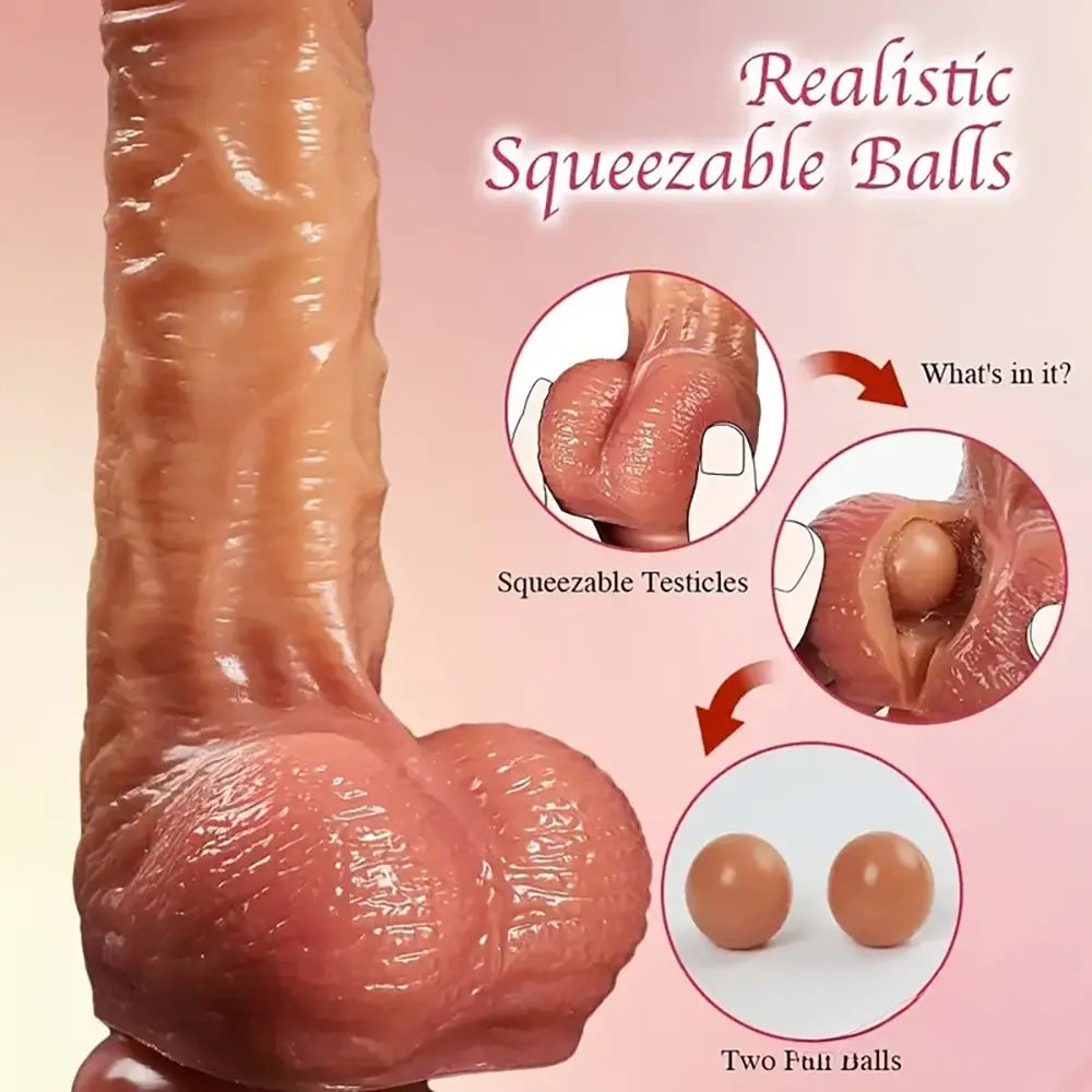 8.46in Soft Real Big Silicone G Spot Dual Layer Dildo With Sliding Skin