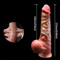 8.46in Soft Real Big Silicone G Spot Dual Layer Dildo With Sliding Skin