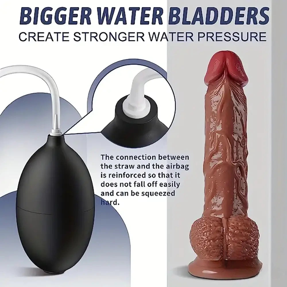 8.46in Soft Real Touch Feeling Large Squirting Dildo With Curved Shaft