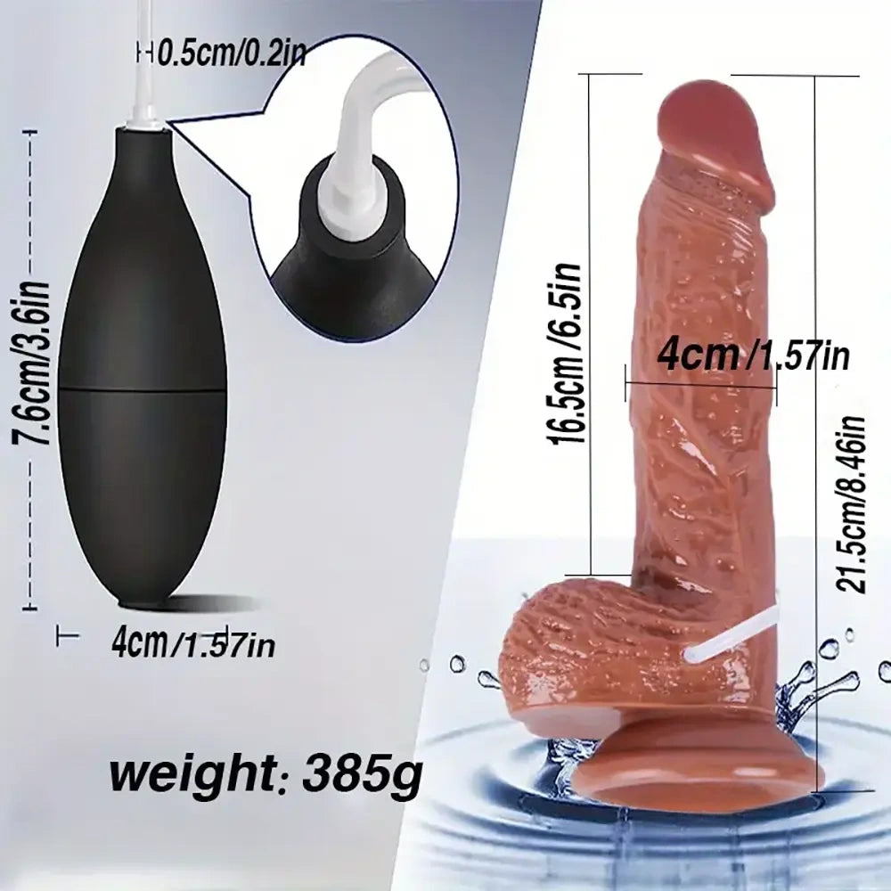8.46in Soft Real Touch Feeling Large Squirting Dildo With Curved Shaft