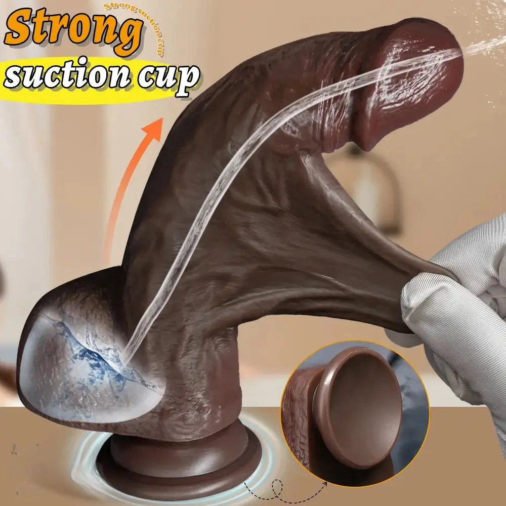 8.46in Squirting Sliding Skin Strap on Dildo Adult Sex Toy For Couples