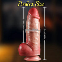 8.46in Thrusting Vibrating Heating 3in1 Real Silicone Dildo Remote Control Cock