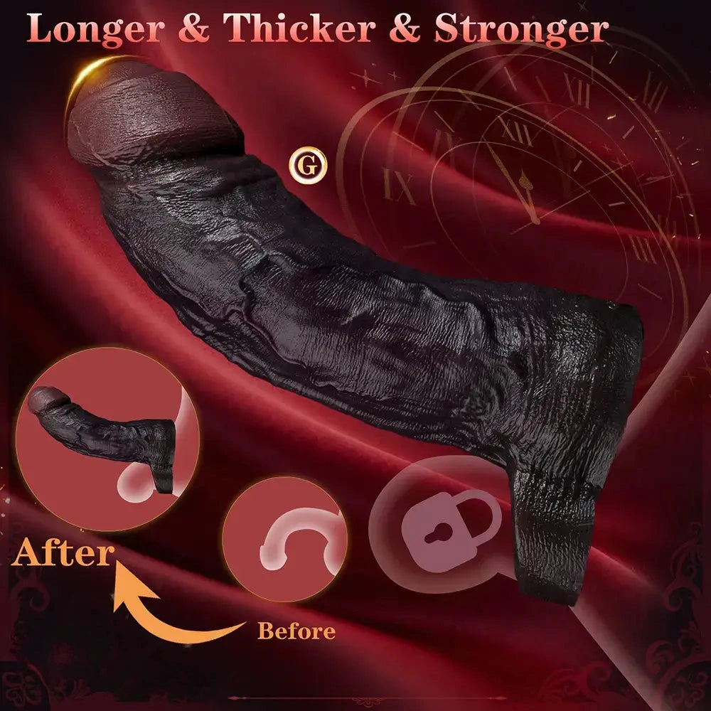8.46in Uncut Realistic Texture Design Reusable Penis Cover Dildo Sleeve