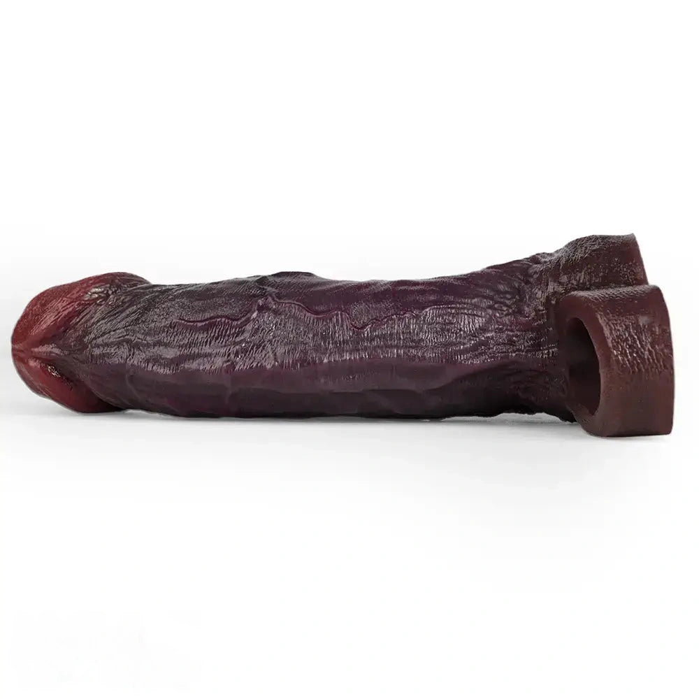 8.46in Uncut Realistic Texture Design Reusable Penis Cover Dildo Sleeve