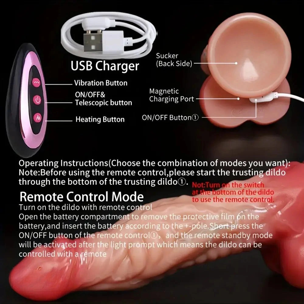 8.46in Vibrating Heated Thrusting Dragon Monster Lifelike Big Dildo For Clit