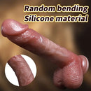 8.46in Vibrating Heating Silicone Uncut Big Dildo With Sliding Skin