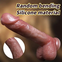 8.46in Vibrating Heating Silicone Uncut Big Dildo With Sliding Skin