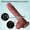 8.46in Vibrating Heating Silicone Uncut Big Dildo With Sliding Skin