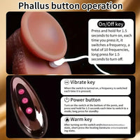 8.46in Vibrating Heating Silicone Uncut Big Dildo With Sliding Skin