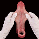8.46in Vibrating Real Remote Silicone Hollow Dildo Sleeve Uncut Extender