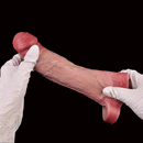 8.46in Vibrating Real Remote Silicone Hollow Dildo Sleeve Uncut Extender