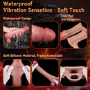 8.46in Vibrating Real Remote Silicone Hollow Dildo Sleeve Uncut Extender