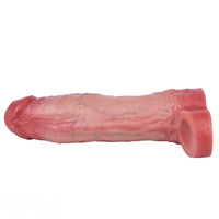 8.46in Vibrating Real Remote Silicone Hollow Dildo Sleeve Uncut Extender