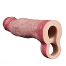 8.46in Vibrating Real Remote Silicone Hollow Dildo Sleeve Uncut Extender