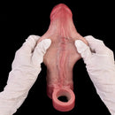 8.46in Vibrating Real Remote Silicone Hollow Dildo Sleeve Uncut Extender