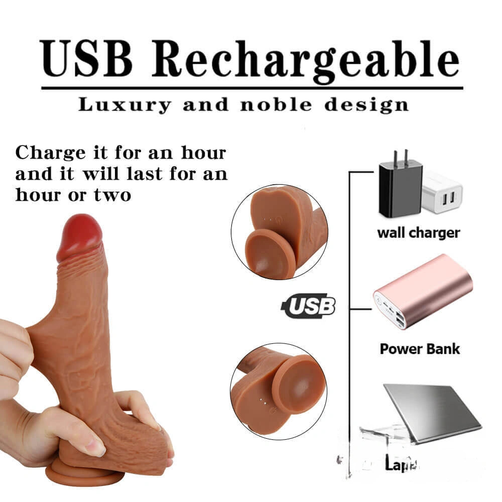 8.46in Wireless Heating Swing Thrusting Dildo For Women Masturbation