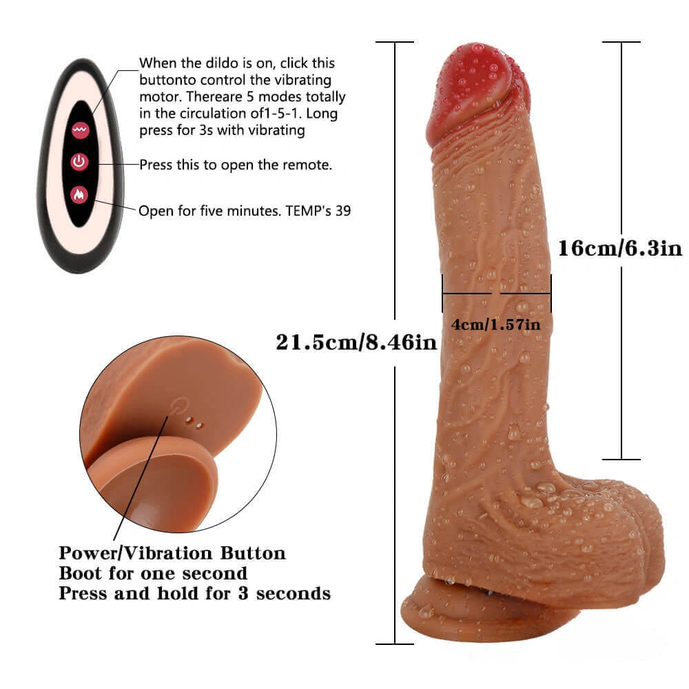 8.46in Wireless Heating Swing Thrusting Dildo For Women Masturbation