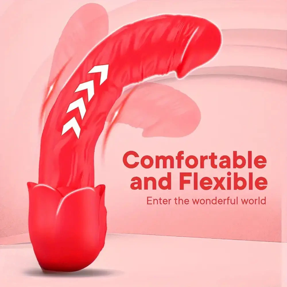 8.4in Automatic Electric Heating Vibrating Big Rose Dildo Red Sex Toy