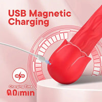 8.4in Automatic Electric Heating Vibrating Big Rose Dildo Red Sex Toy