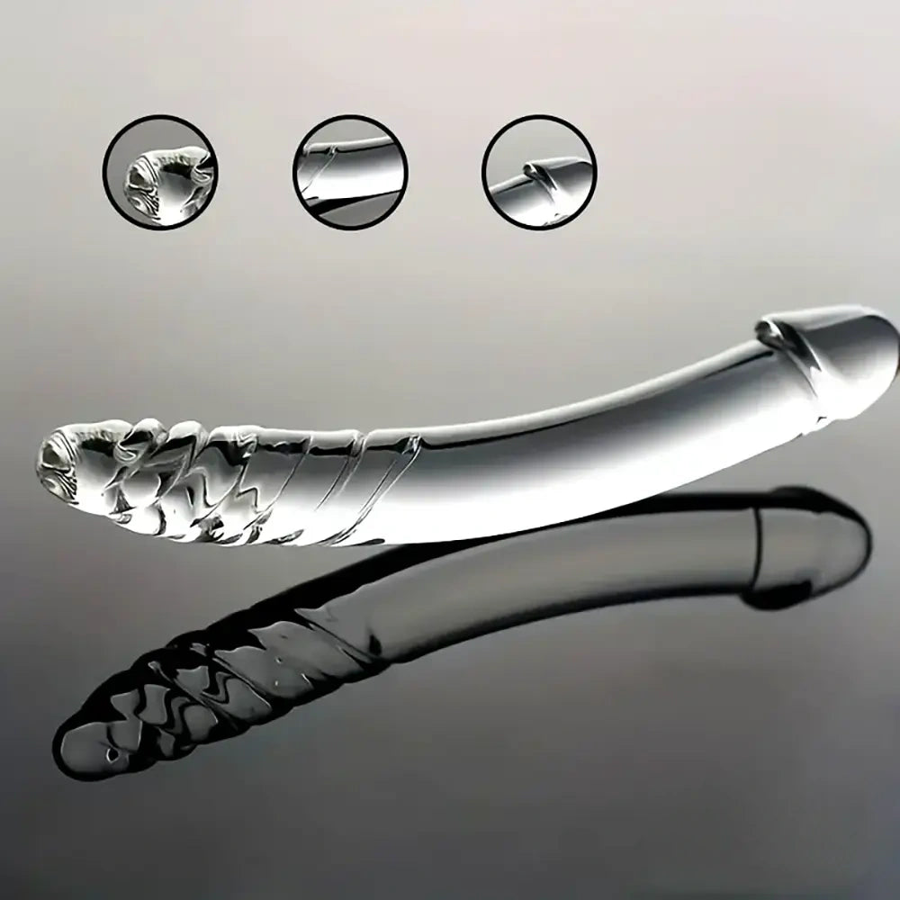 8.4in Clear Elegant Glass Crystal Dildo For Female Male Lesbian Gay