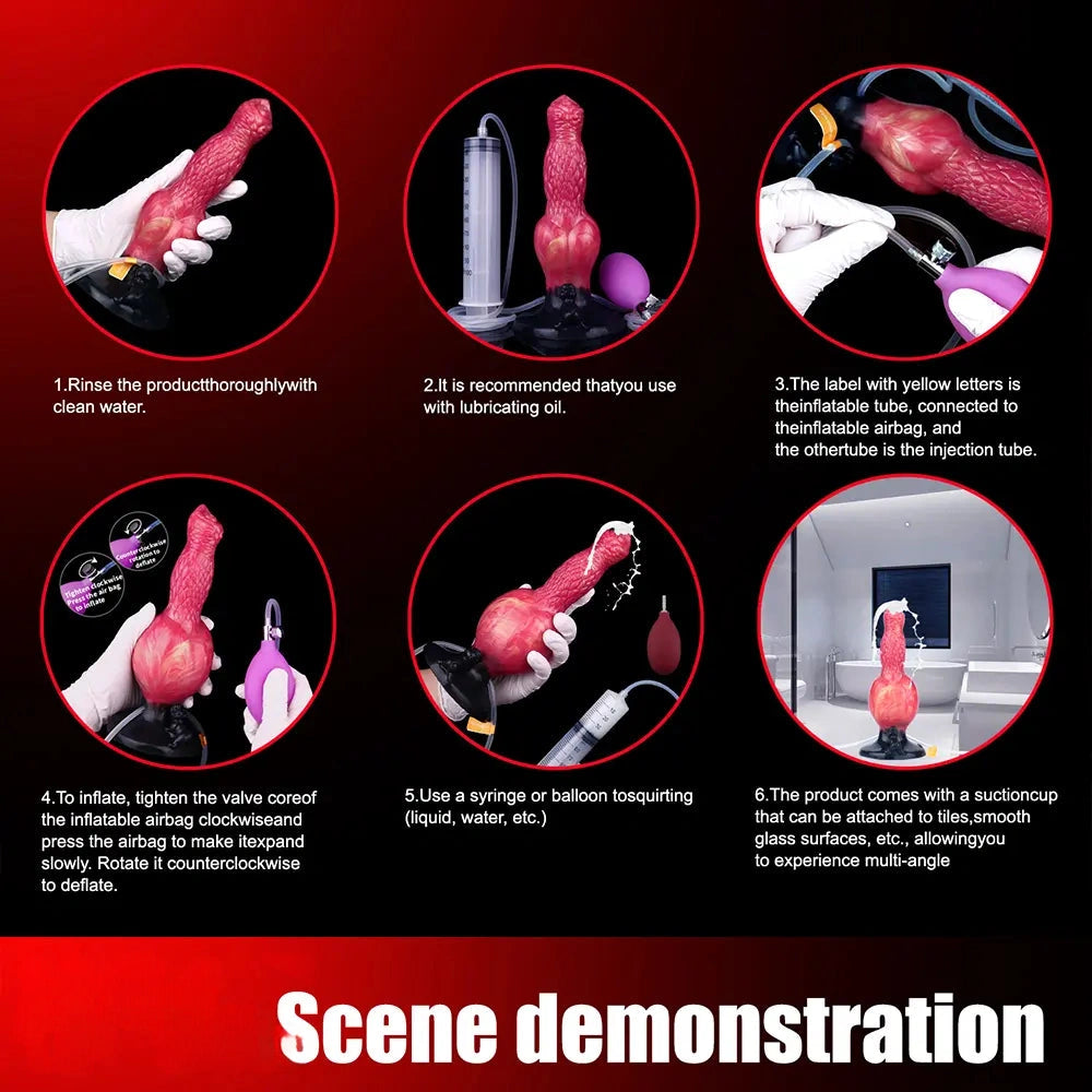 8.54in Fantasy Knotted Silicone Soft Big Dildo Ejaculating Penis Sex Toy