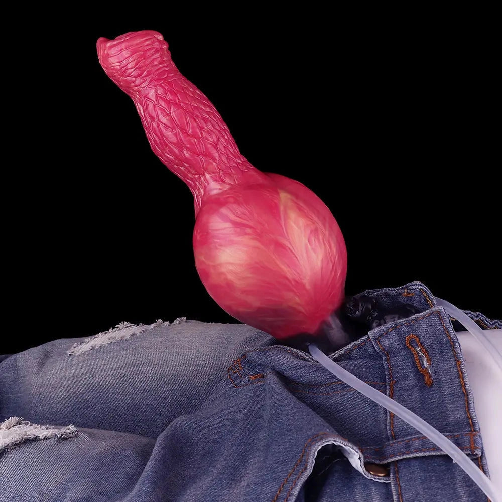 8.54in Fantasy Knotted Silicone Soft Big Dildo Ejaculating Penis Sex Toy