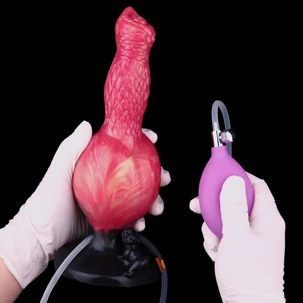 8.54in Fantasy Knotted Silicone Soft Big Dildo Ejaculating Penis Sex Toy