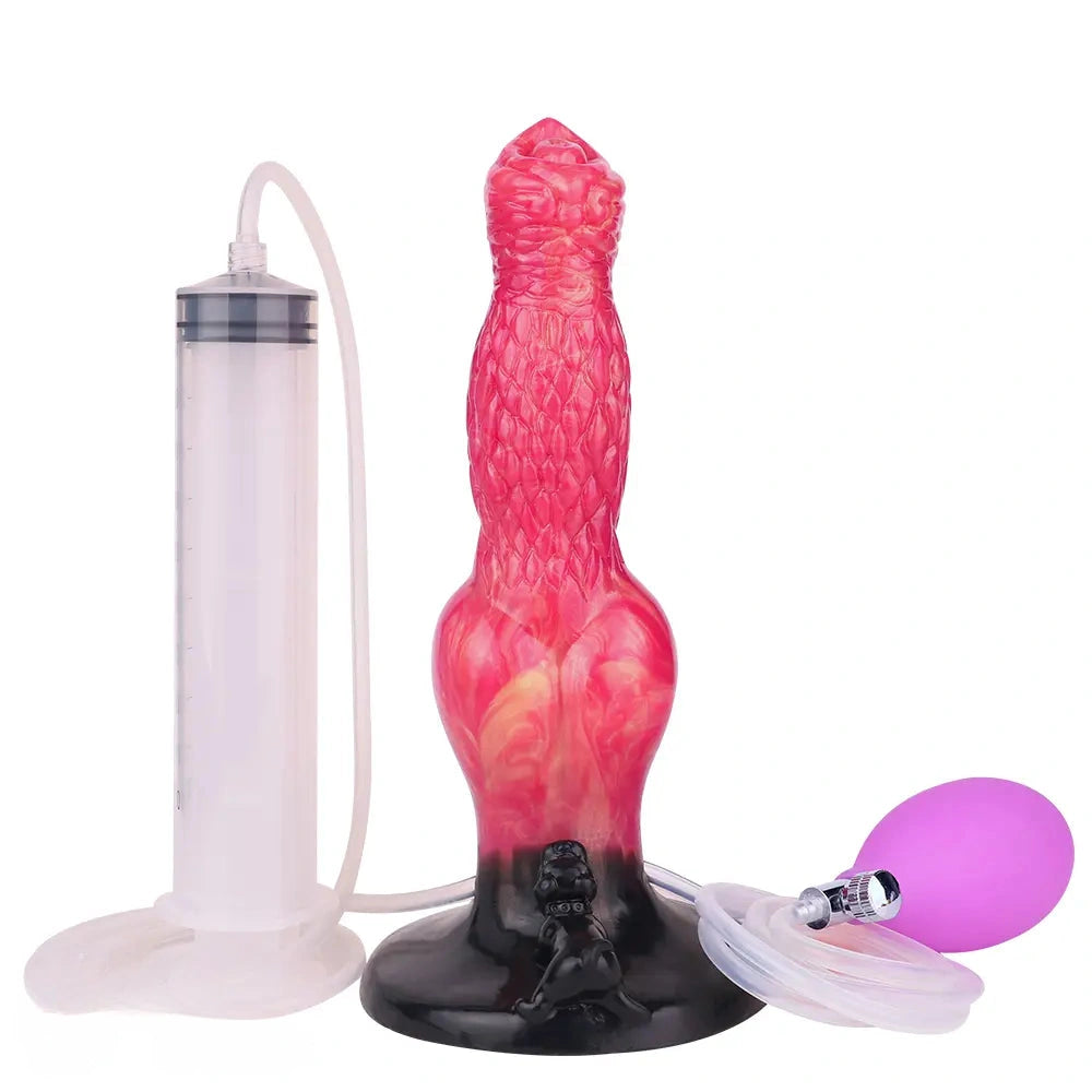 8.54in Fantasy Knotted Silicone Soft Big Dildo Ejaculating Penis Sex Toy