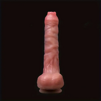 8.56in Realistic Uncut Soft Silicone Women Dildo For Hands-Free Play