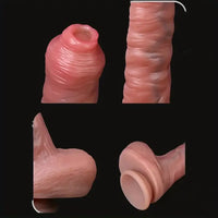 8.56in Realistic Uncut Soft Silicone Women Dildo For Hands-Free Play