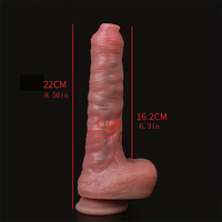8.56in Realistic Uncut Soft Silicone Women Dildo For Hands-Free Play