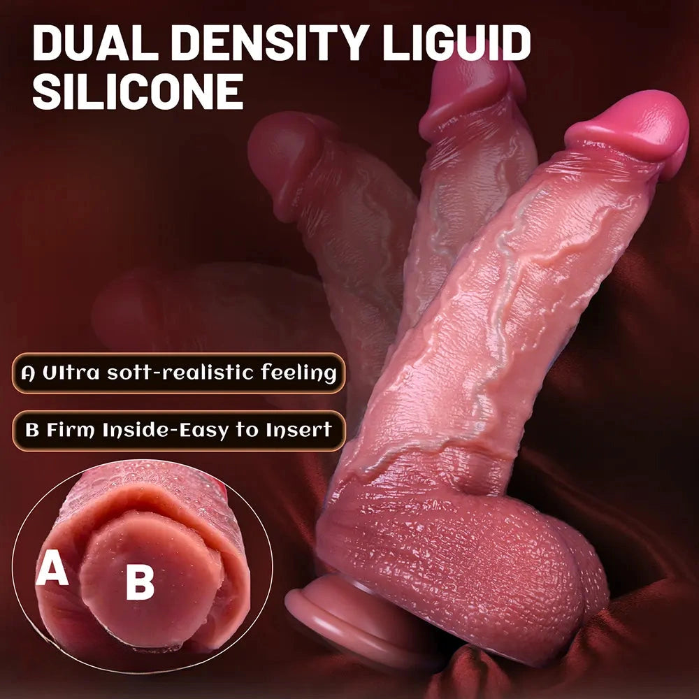 8.58in 10.43in Dual-Density Cosmetic Penis Realistic Silicone Soft Dildo