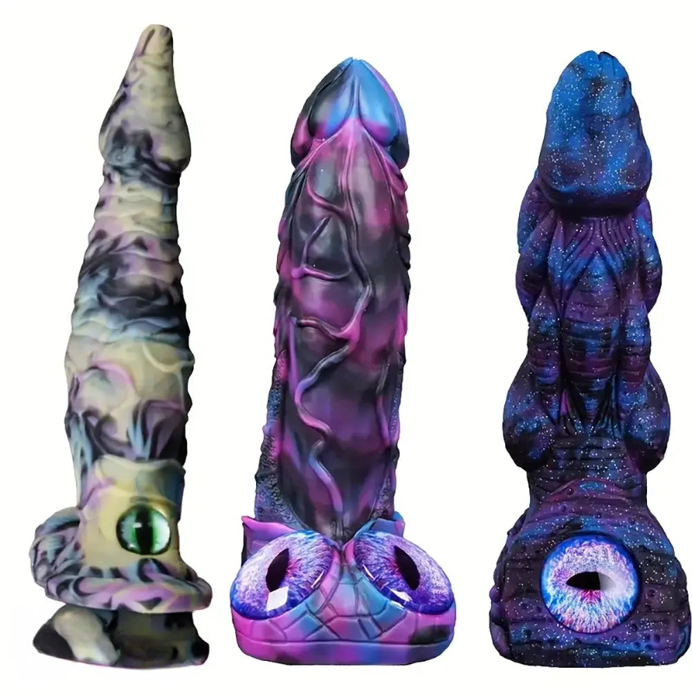 8.58in 9.2in 11in Silicone Fantasy Monster Big Dildo With Real Double Eyes
