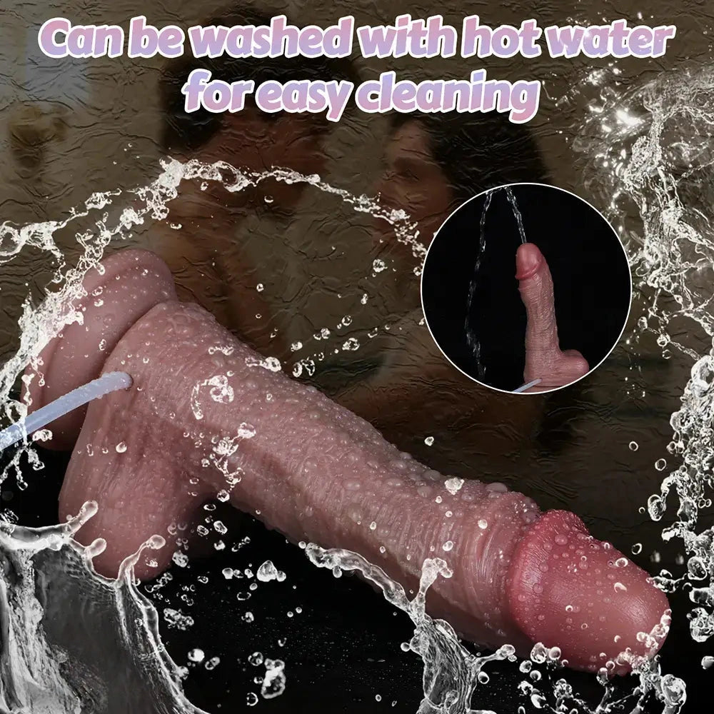 8.58in Dual Layer Highquality Material Silicone Strap on Ejaculating Dildo