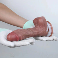 8.58in Dual Layer Highquality Material Silicone Strap on Ejaculating Dildo