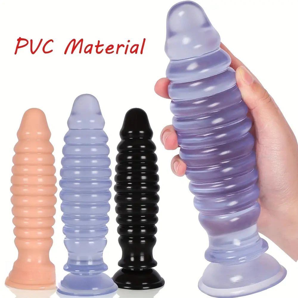 8.58in PVC Threaded Butt Plug Dildo with Suction Cup Prostate Massage