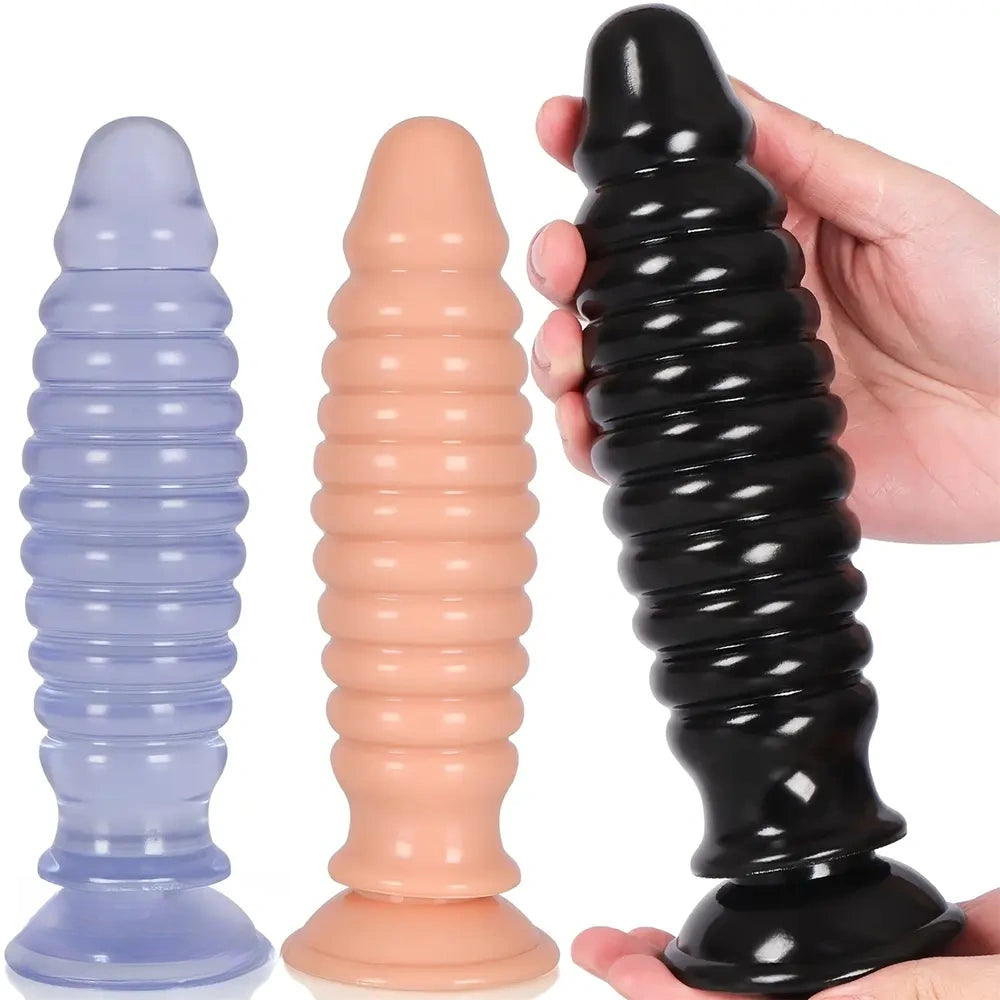 8.58in PVC Threaded Butt Plug Dildo with Suction Cup Prostate Massage