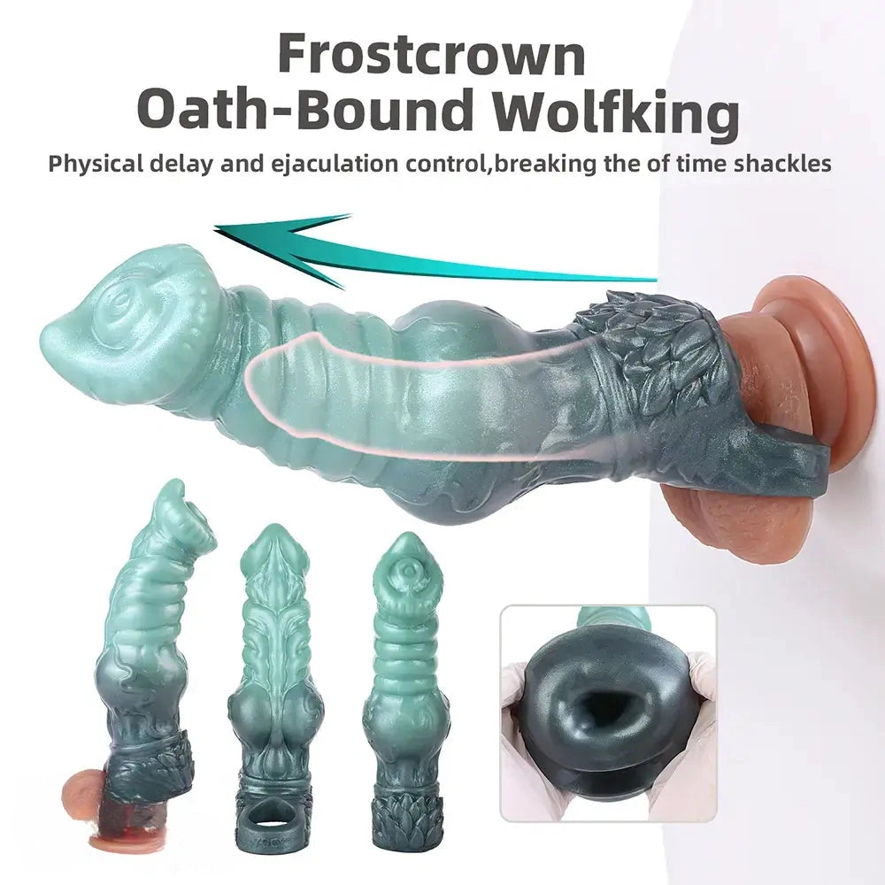 8.58in Wolf Animal Knot Hollow Penis Sleeve Dildo Penis Enlargement Sleeve