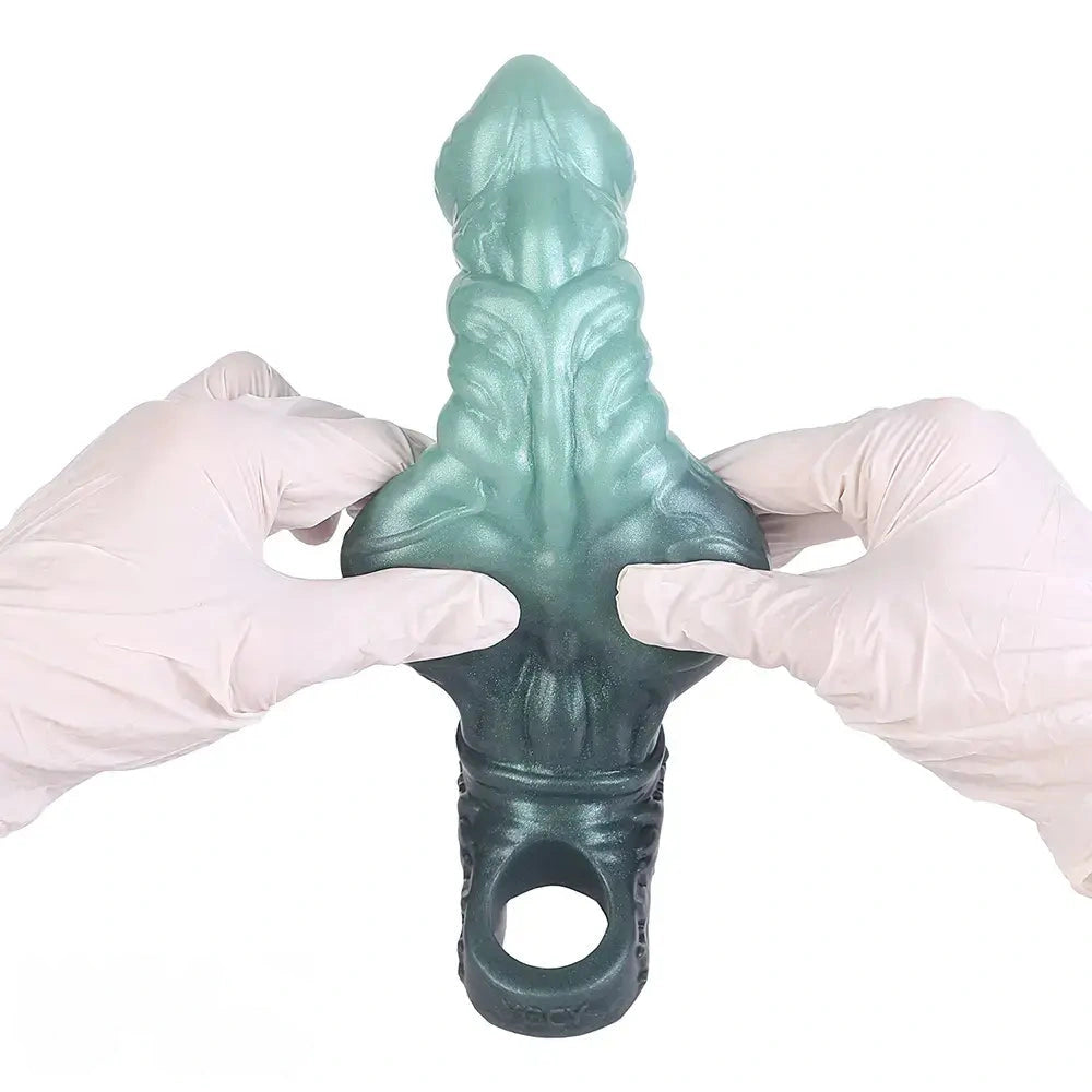 8.58in Wolf Animal Knot Hollow Penis Sleeve Dildo Penis Enlargement Sleeve