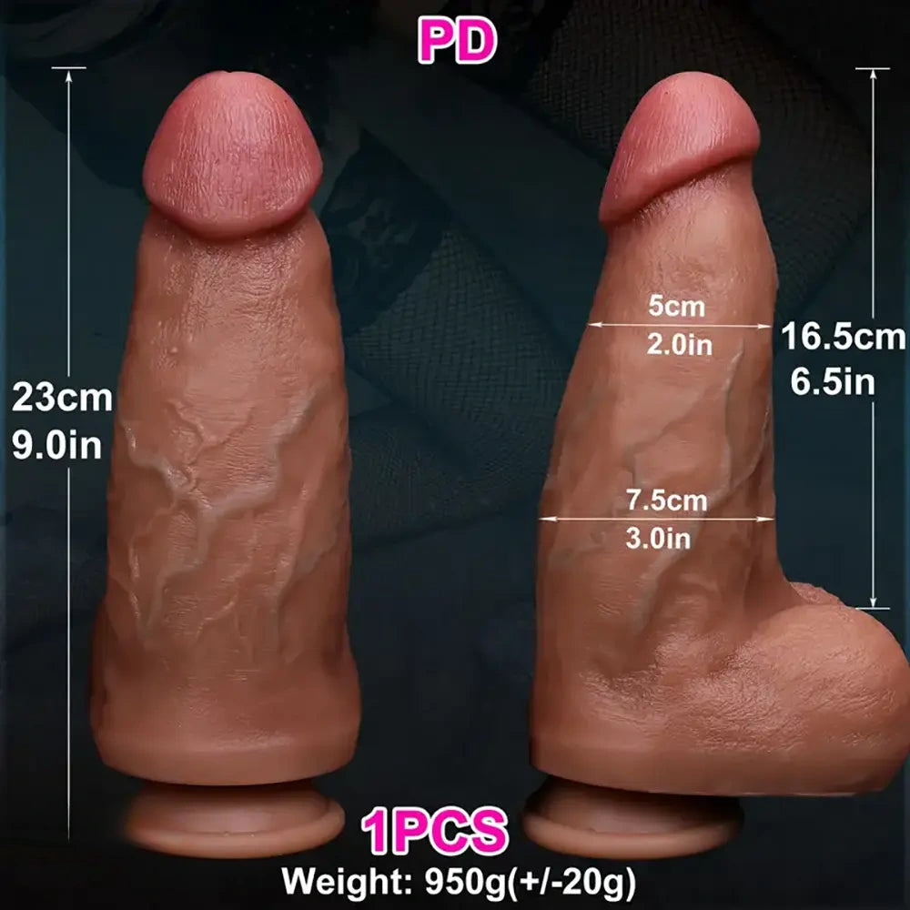 8.5in 9in 9.4in Thick Big Skin Feeling Silicone Soft Dual Density Dildo