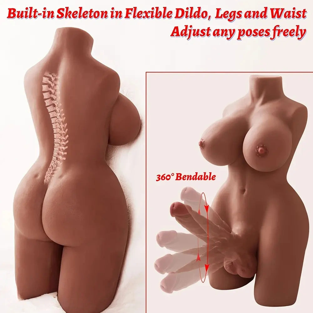 8.5in Big Dildo Realistic Breasts Anal Lifelike Transsexual Sex Doll Torso