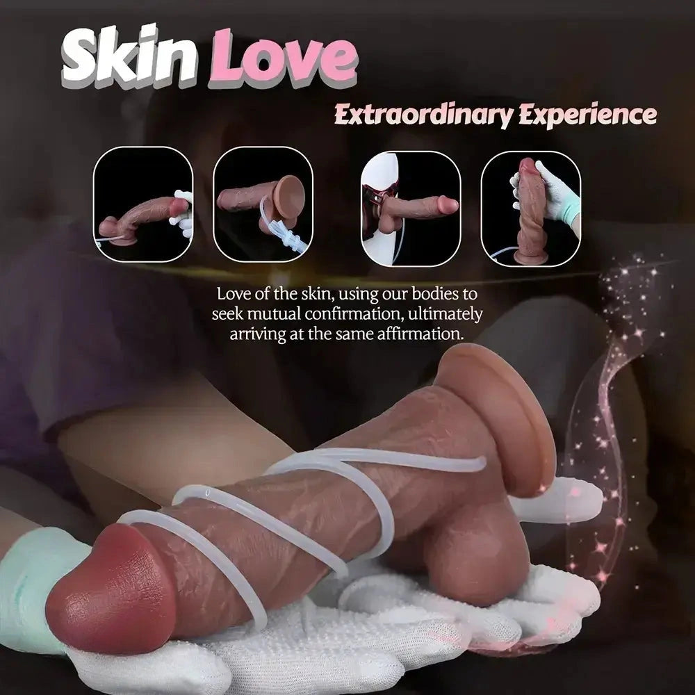 8.5in Dual Layer Silicone Strap on Ejaculating Dildo Prostate Massage Toy