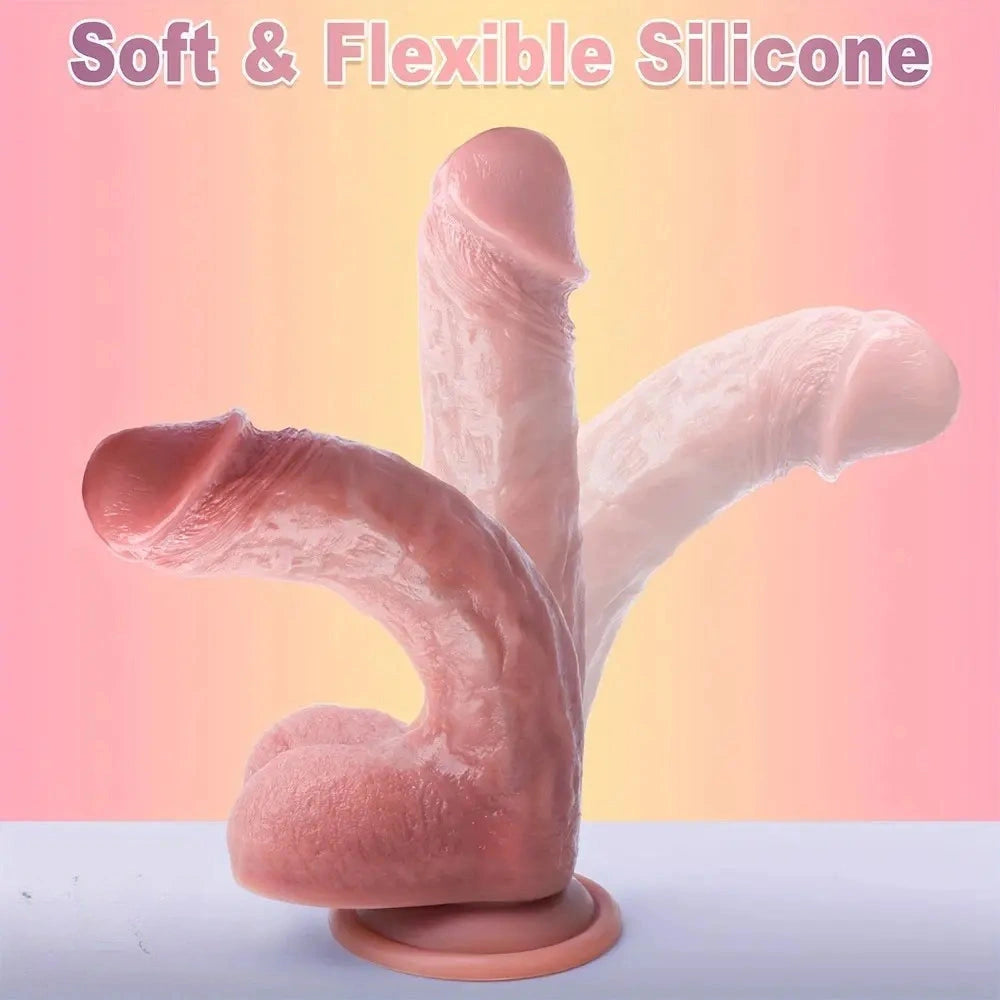 8.5in Female Use Simulation Masturbator Realistic Veins Soft Silicone Dildo