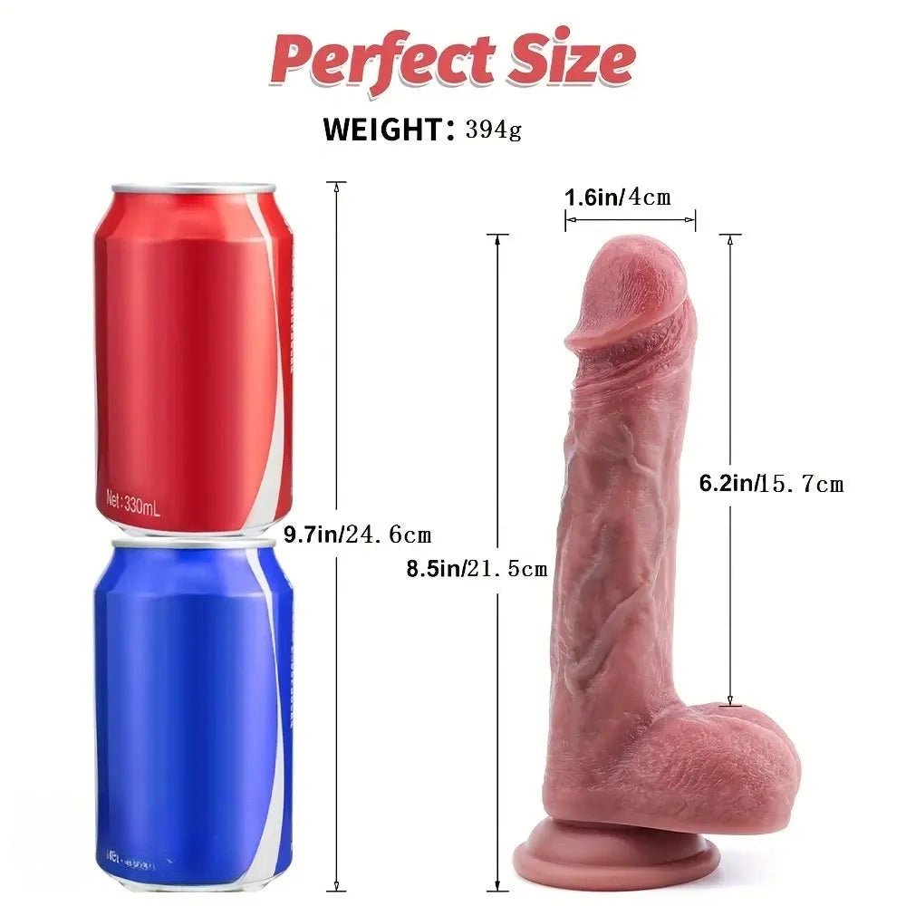 8.5in Female Use Simulation Masturbator Realistic Veins Soft Silicone Dildo