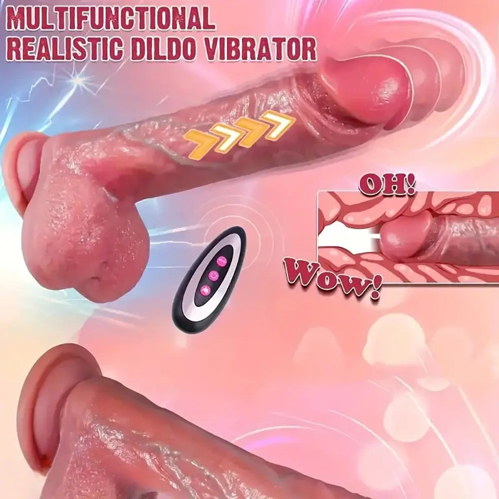 8.5in Lifelike Thrusting Vibrating Heating Remote Control Real Dildo