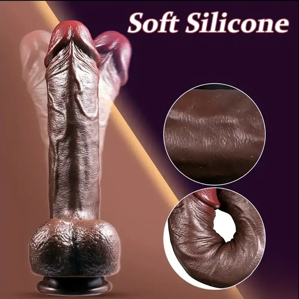 8.5in Unique Texture Soft Silicone Lifelike Skin-Touching Dildo With Sucker