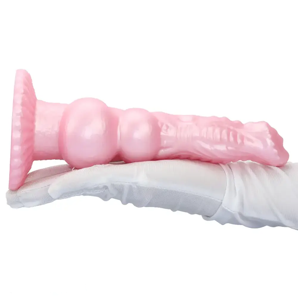 8.62in Realistic Big Dog Penis Knot Design Silicone Soft Dildo
