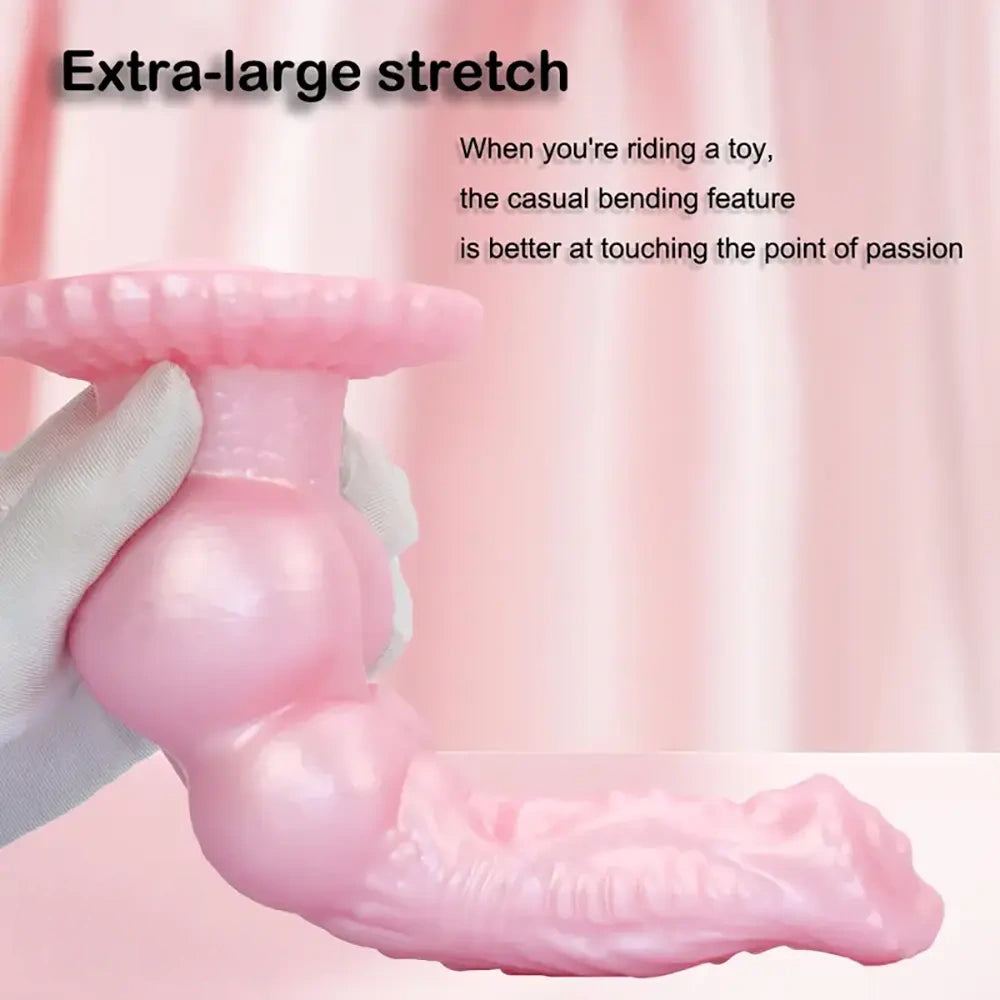 8.62in Realistic Big Dog Penis Knot Design Silicone Soft Dildo