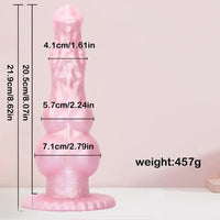 8.62in Realistic Big Dog Penis Knot Design Silicone Soft Dildo